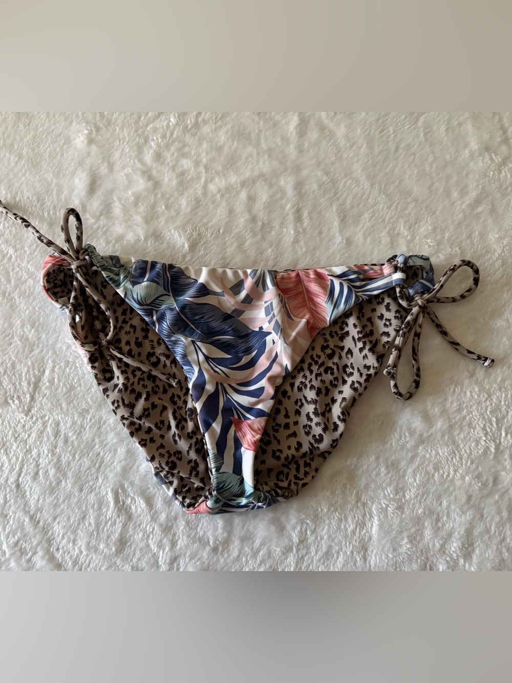 Raisins Reversible Animal Print Floral Strin Bikini Bottom S Small